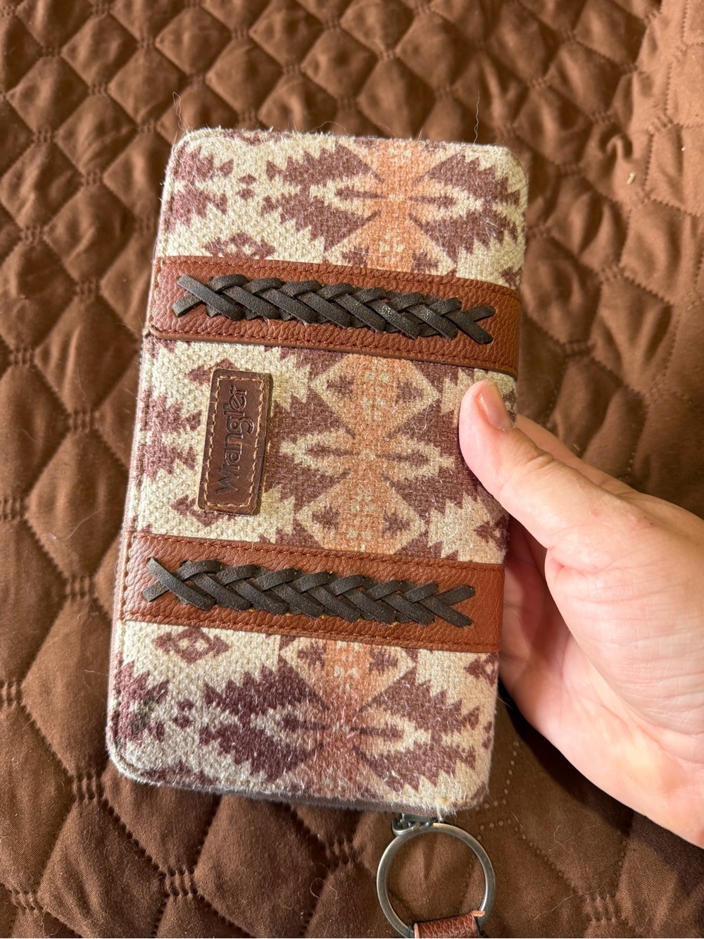 Wrangler Cream and Brown Aztec Zip Wallet